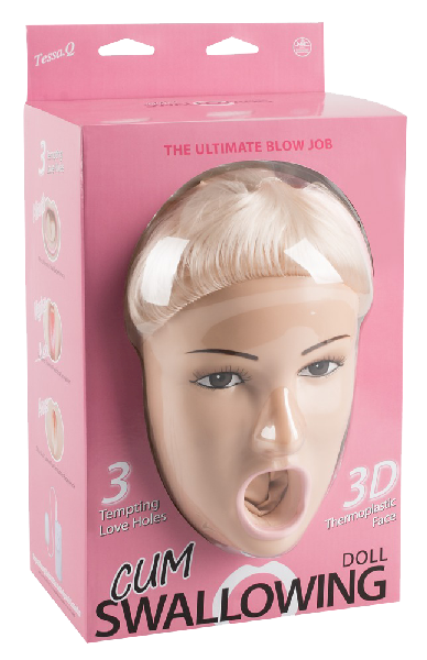 Cum Swallowing Doll, aufblasbar, 3D-Kopf, 3 Öffnu