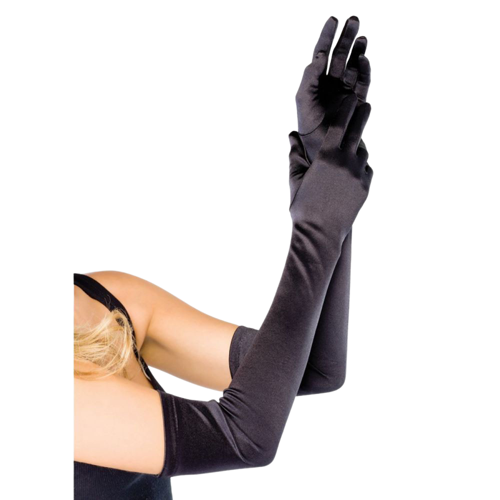 Handschuhe schwarz, Satin, extra lang 