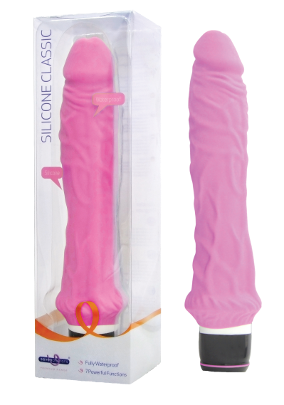 Silicone Classic Large Vibe, pink, waterproof, 7 